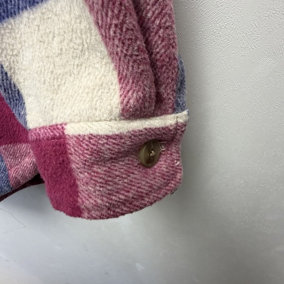 Member's Mark Plaid Button Front Jacket Pink Ivory Blue Collared Pockets Women S - Picture 4 of 6